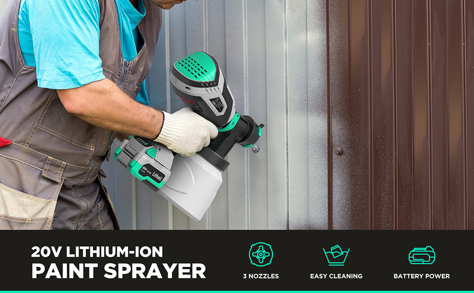 LITHELI 20V Cordless HVLP PAINT SPRAYER Kit with 4.0A Battery& 2.4A Fa