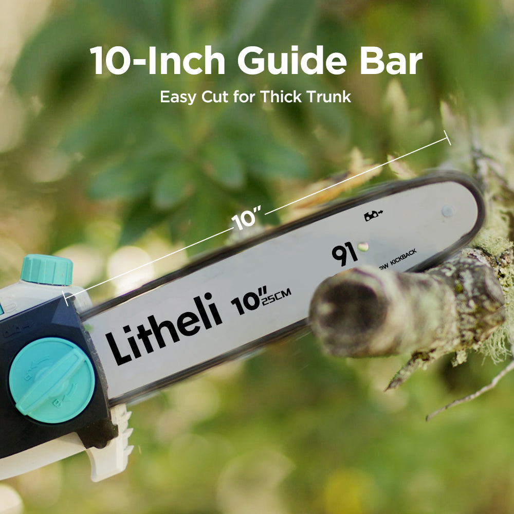 LITHELI 40v Cordless 10" Telescopic Pole Chainsaw Tree Cutter Pruner K