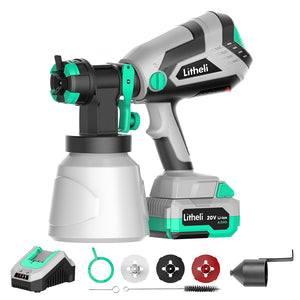 LITHELI 20V Cordless HVLP PAINT SPRAYER Kit with 4.0A Battery& 2.4A Fast Charger