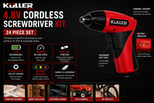 Load image into Gallery viewer, KULLER 4.8V Cordless Electric Screwdriver Kit – Rechargeable 24 Piece Power Driver Set
