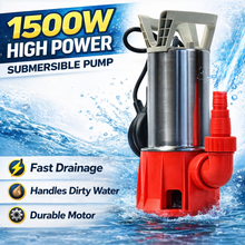 Load image into Gallery viewer, 1500W Submersible Dirty Water Pump – 15,000 L/H High Flow Drainage Pump for Basement Pool &amp; Garden