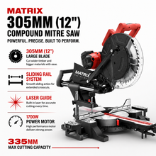 Load image into Gallery viewer, MATRIX 305MM 12" Sliding Compound Mitre Saw