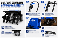 Load image into Gallery viewer, AAVIX AGT307 1250W Electric Garden Tiller Cultivator Rotary Hoe 320mm
