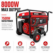 Load image into Gallery viewer, KULLER 18HP 8000w Max/7500w Rated Single-Phase Petrol Backup Generator