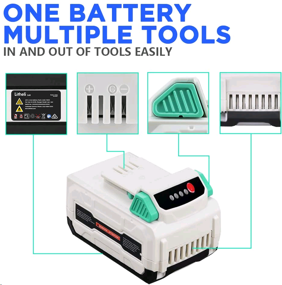 LITHELI 40v Lithiumion Battery 2.0Ah power garden tools